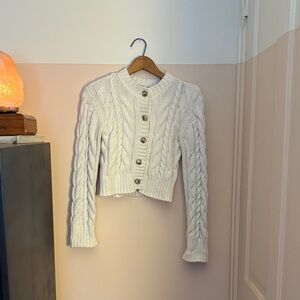 Abercrombie & Fitch Cream Cable Knit Cardigan